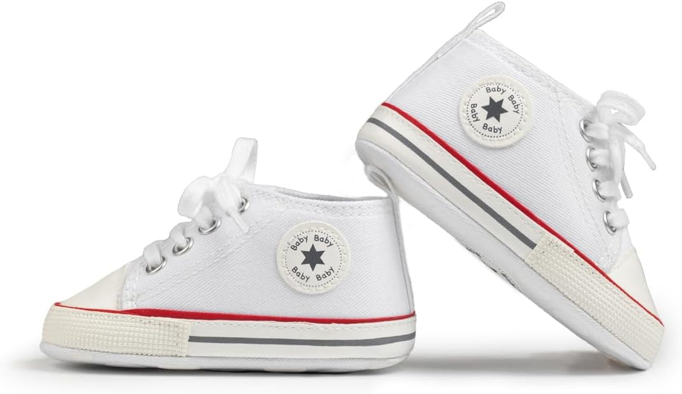 Unisex Baby Boy Girl Canvas Sneaker Soft Sole Ankle Infant First Walkers Crib Shoe